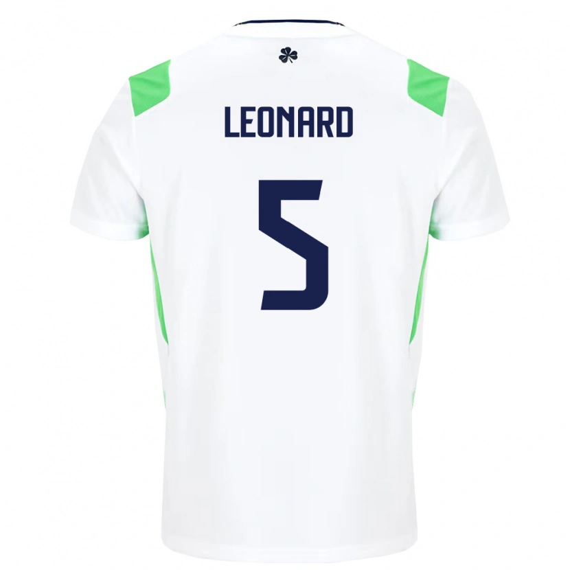 Danxen Niño Camiseta Irlanda Vinnie Leonard #5 Blanco Verde Claro 2ª Equipación 26-28 La Camisa México