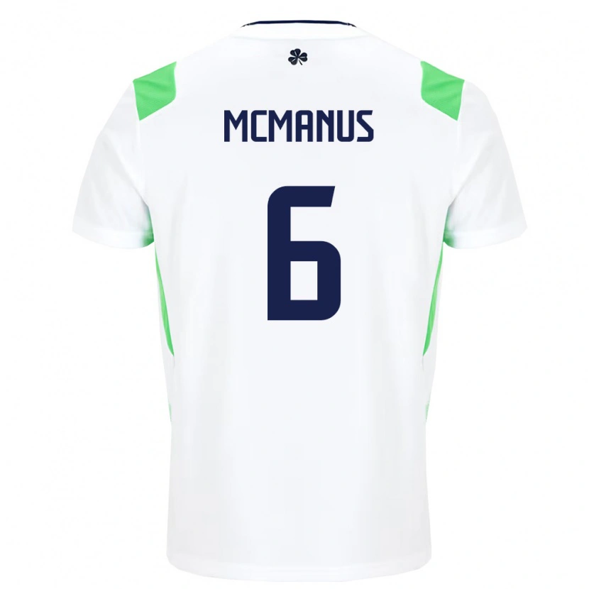 Danxen Niño Camiseta Irlanda Conor Mcmanus #6 Blanco Verde Claro 2ª Equipación 26-28 La Camisa México
