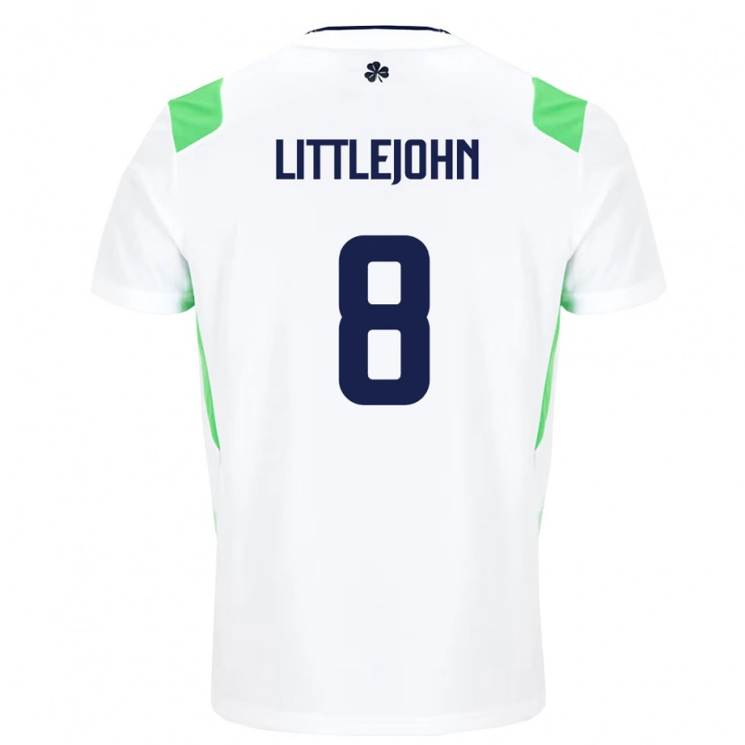 Danxen Niño Camiseta Irlanda Ruesha Littlejohn #8 Blanco Verde Claro 2ª Equipación 26-28 La Camisa México