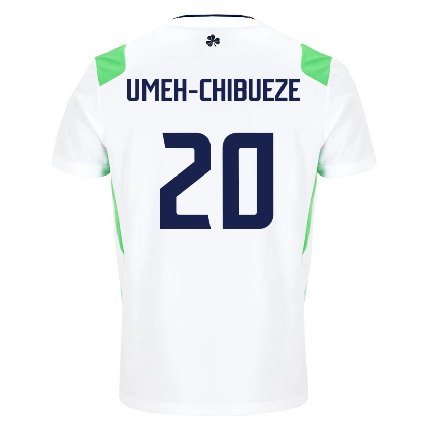 Danxen Niño Camiseta Irlanda Franco Umeh-Chibueze #20 Blanco Verde Claro 2ª Equipación 26-28 La Camisa México