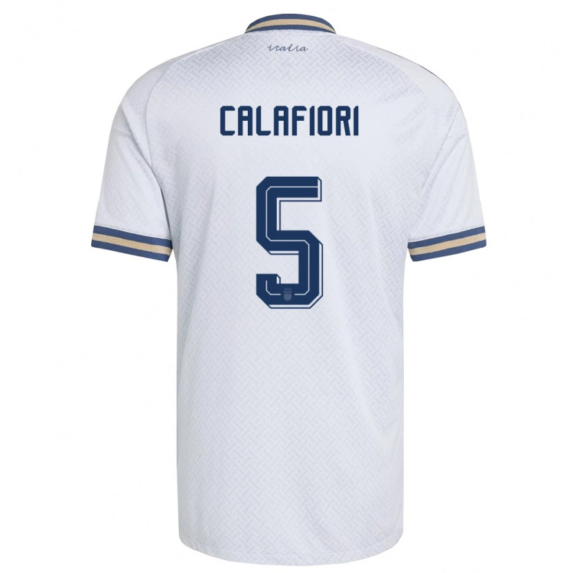 Danxen Niño Camiseta Italia Riccardo Calafiori #5 Marfil Marino Oro 2ª Equipación 26-28 La Camisa México