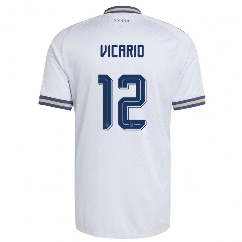 Danxen Niño Camiseta Italia Guglielmo Vicario #12 Marfil Marino Oro 2ª Equipación 26-28 La Camisa México