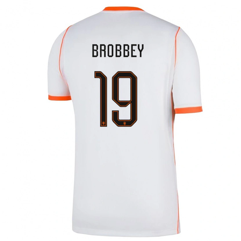 Danxen Niño Camiseta Países Bajos Brian Brobbey #19 Blanco Naranja 2ª Equipación 26-28 La Camisa México