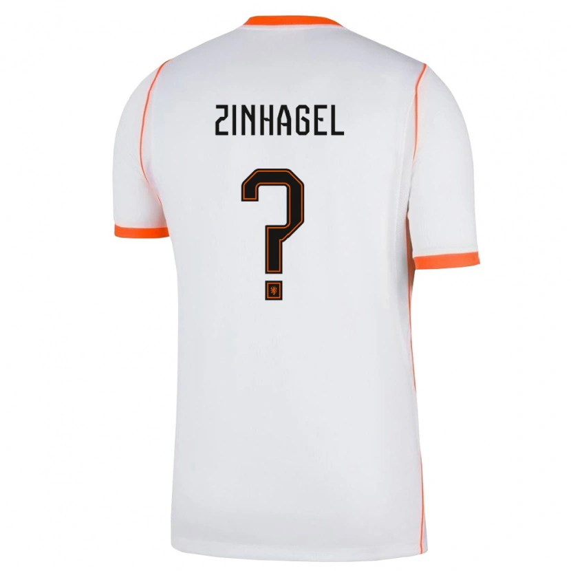 Danxen Niño Camiseta Países Bajos Jivayno Zinhagel #0 Blanco Naranja 2ª Equipación 26-28 La Camisa México