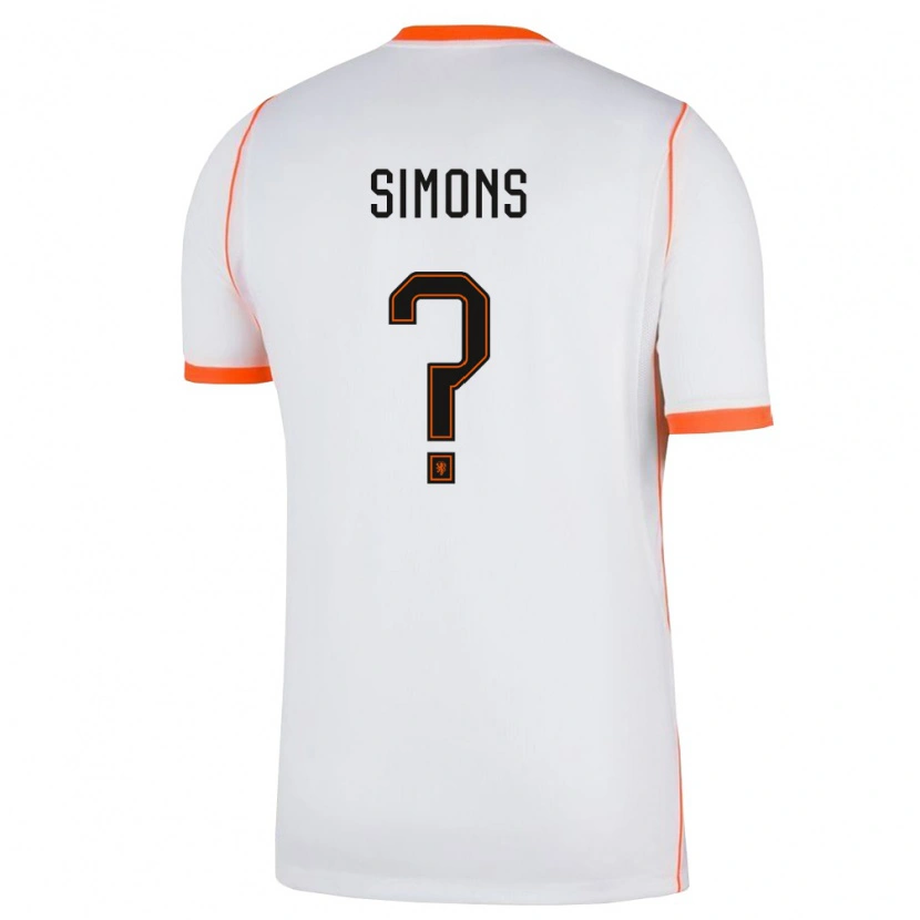 Danxen Niño Camiseta Países Bajos Saviola Simons #0 Blanco Naranja 2ª Equipación 26-28 La Camisa México