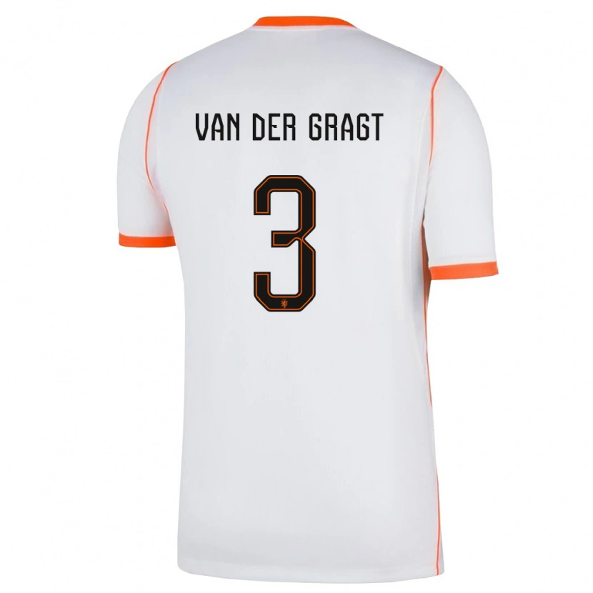 Danxen Niño Camiseta Países Bajos Stefanie Van Der Gragt #3 Blanco Naranja 2ª Equipación 26-28 La Camisa México