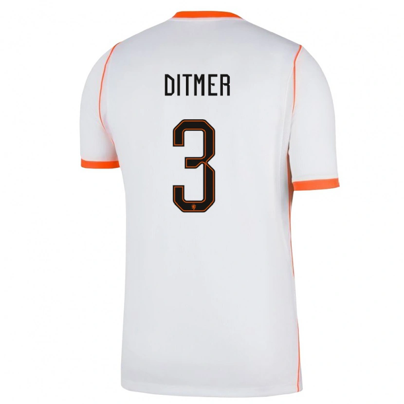 Danxen Niño Camiseta Países Bajos Sébas Ditmer #3 Blanco Naranja 2ª Equipación 26-28 La Camisa México