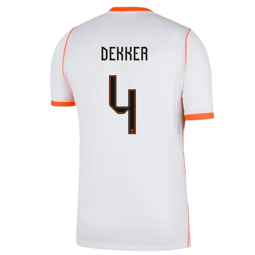 Danxen Niño Camiseta Países Bajos Maxim Dekker #4 Blanco Naranja 2ª Equipación 26-28 La Camisa México