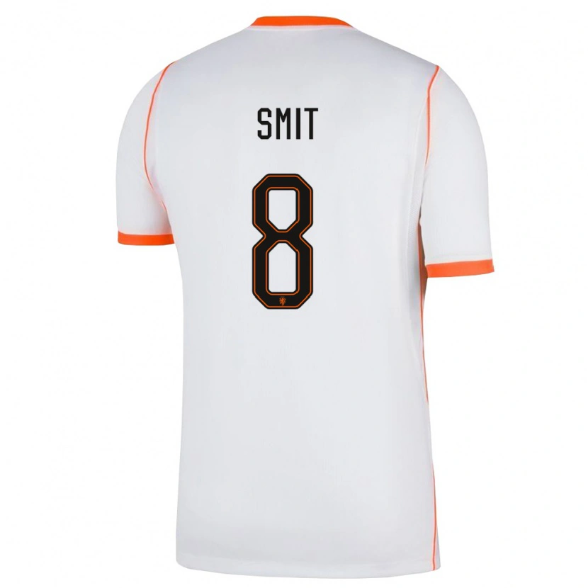 Danxen Niño Camiseta Países Bajos Kees Smit #8 Blanco Naranja 2ª Equipación 26-28 La Camisa México