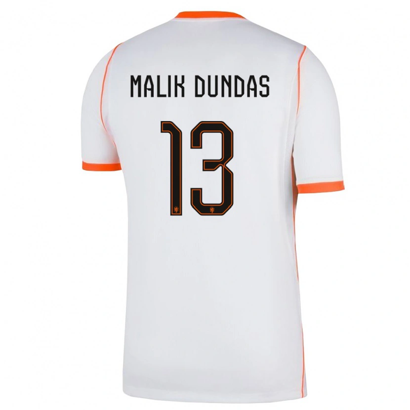 Danxen Niño Camiseta Países Bajos Noa Malik Dundas #13 Blanco Naranja 2ª Equipación 26-28 La Camisa México