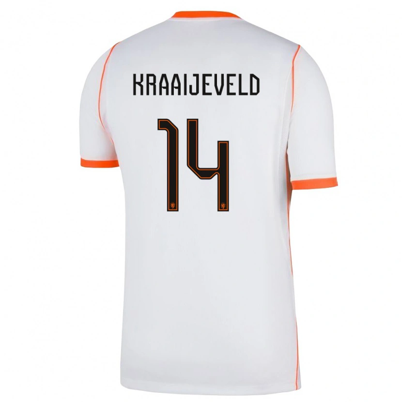 Danxen Niño Camiseta Países Bajos Thijs Kraaijeveld #14 Blanco Naranja 2ª Equipación 26-28 La Camisa México