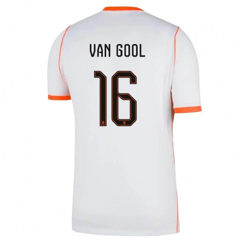 Danxen Niño Camiseta Países Bajos Sydney Van Gool #16 Blanco Naranja 2ª Equipación 26-28 La Camisa México