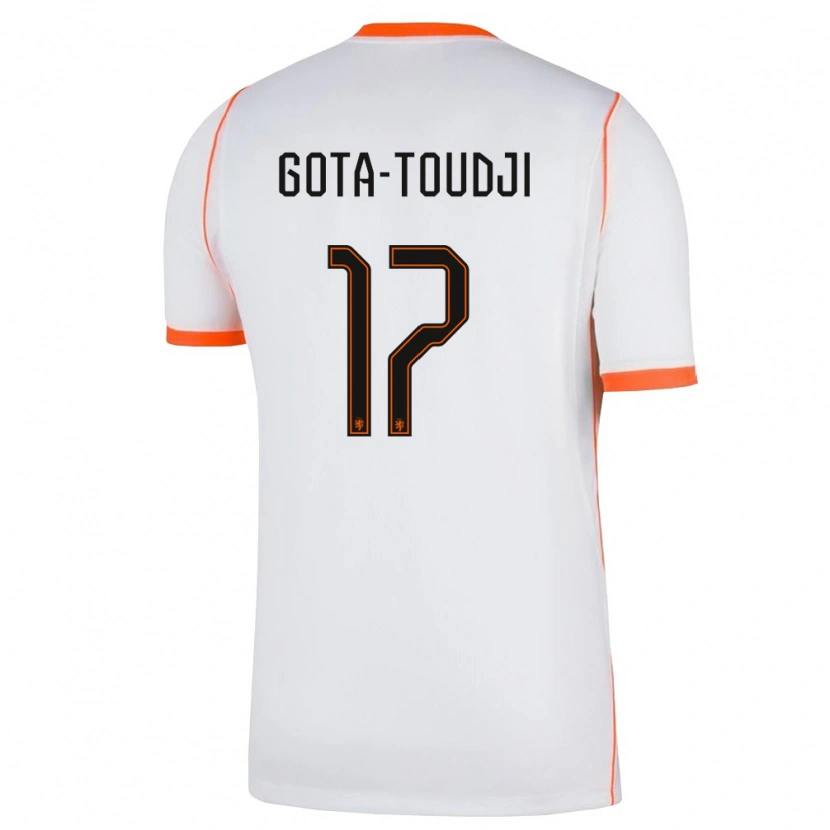 Danxen Niño Camiseta Países Bajos Mawulom Gota-Toudji #17 Blanco Naranja 2ª Equipación 26-28 La Camisa México