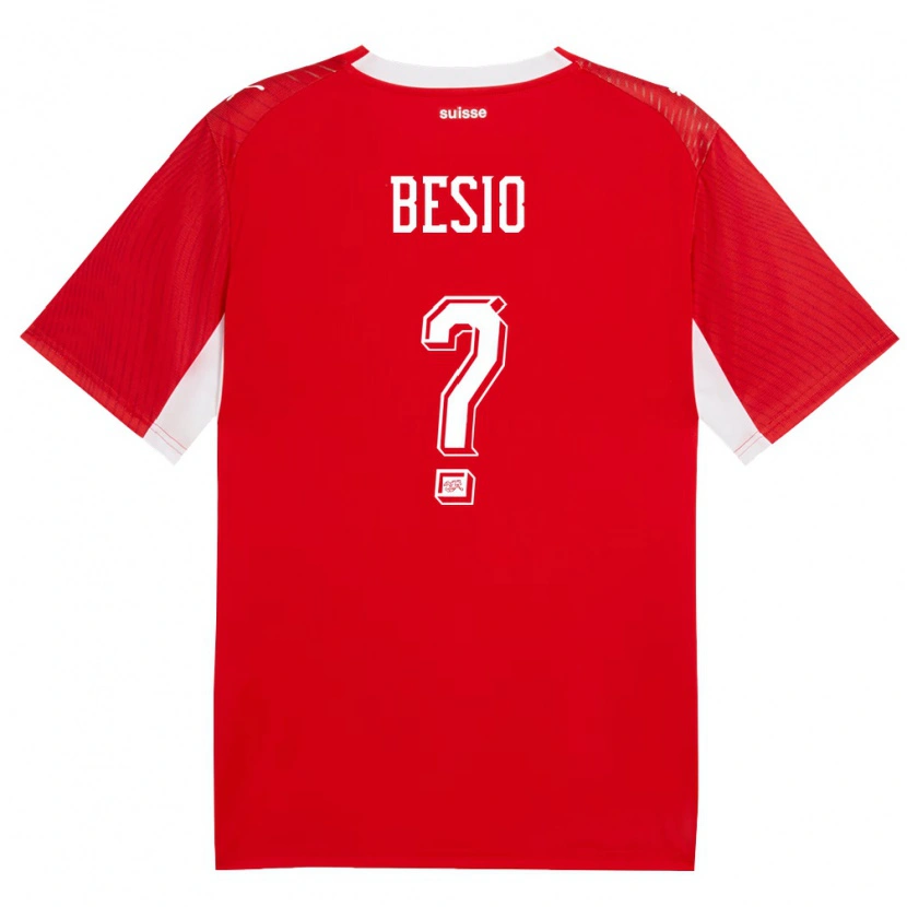 Danxen Hombre Camiseta Suiza Diego Besio #0 Rojo Blanco 1ª Equipación 26-28 La Camisa México