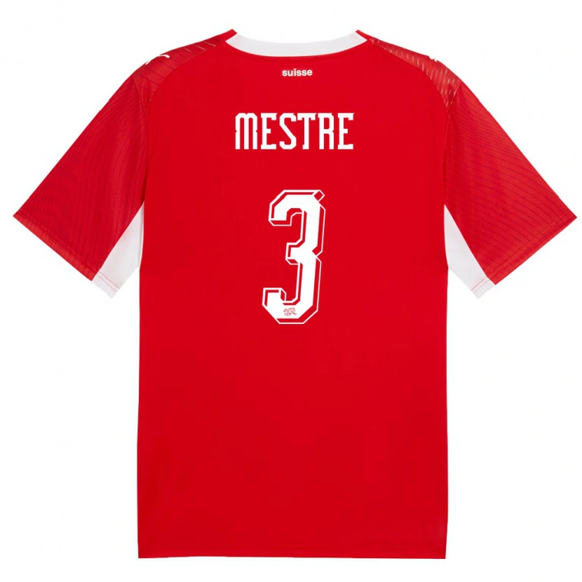 Danxen Hombre Camiseta Suiza Luis Mestre #3 Rojo Blanco 1ª Equipación 26-28 La Camisa México
