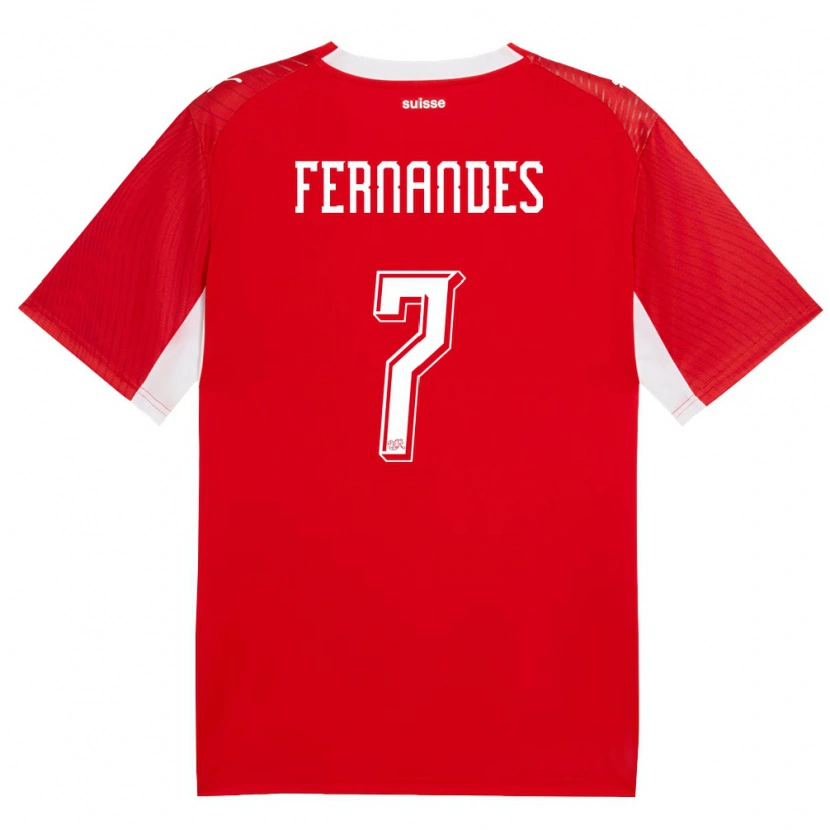 Danxen Hombre Camiseta Suiza Ruben Fernandes #7 Rojo Blanco 1ª Equipación 26-28 La Camisa México