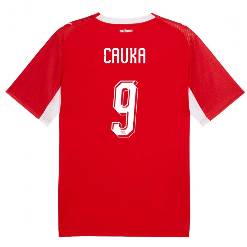 Danxen Hombre Camiseta Suiza Niko Cavka #9 Rojo Blanco 1ª Equipación 26-28 La Camisa México
