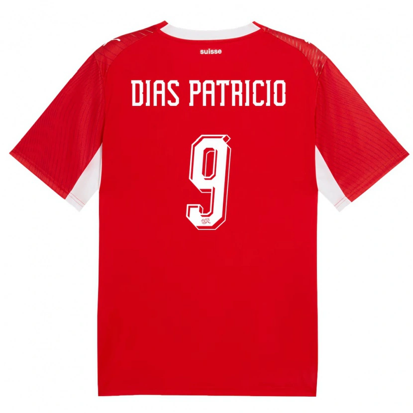 Danxen Hombre Camiseta Suiza Alexandre Dias Patricio #9 Rojo Blanco 1ª Equipación 26-28 La Camisa México