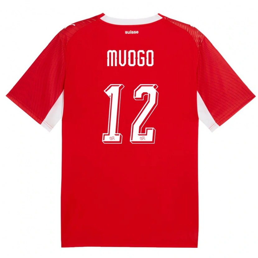 Danxen Hombre Camiseta Suiza Yvon Mvogo #12 Rojo Blanco 1ª Equipación 26-28 La Camisa México