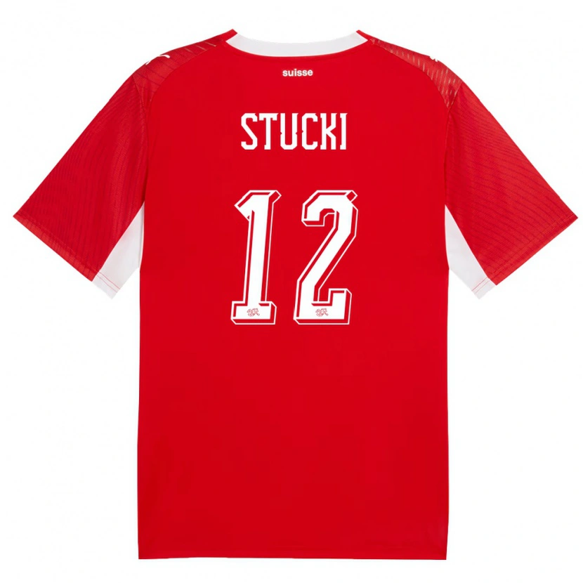 Danxen Hombre Camiseta Suiza Jayden Stucki #12 Rojo Blanco 1ª Equipación 26-28 La Camisa México