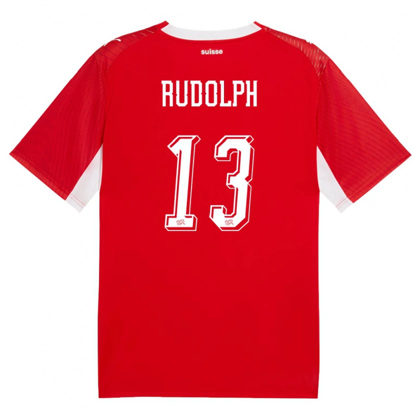 Danxen Hombre Camiseta Suiza Fritz Rudolph #13 Rojo Blanco 1ª Equipación 26-28 La Camisa México