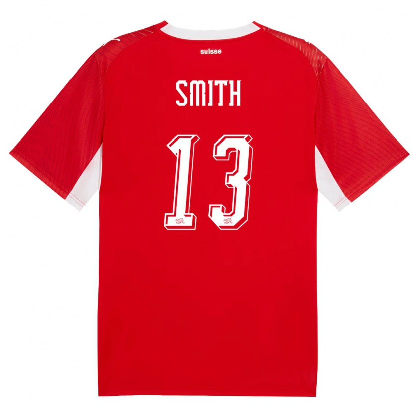Danxen Hombre Camiseta Suiza Rhodri Smith #13 Rojo Blanco 1ª Equipación 26-28 La Camisa México