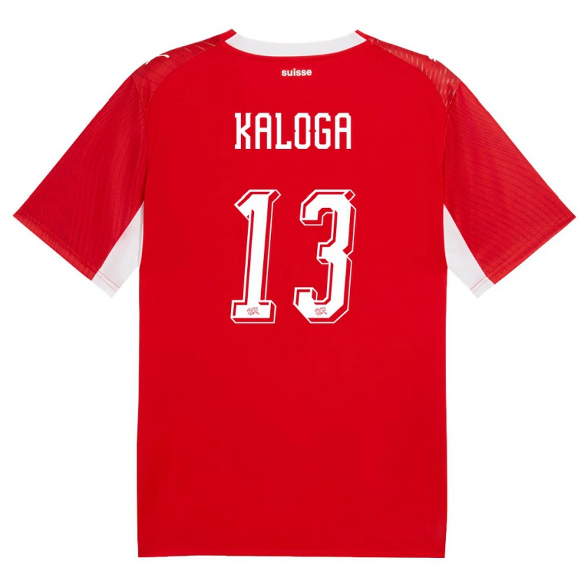 Danxen Hombre Camiseta Suiza Issa Kaloga #13 Rojo Blanco 1ª Equipación 26-28 La Camisa México