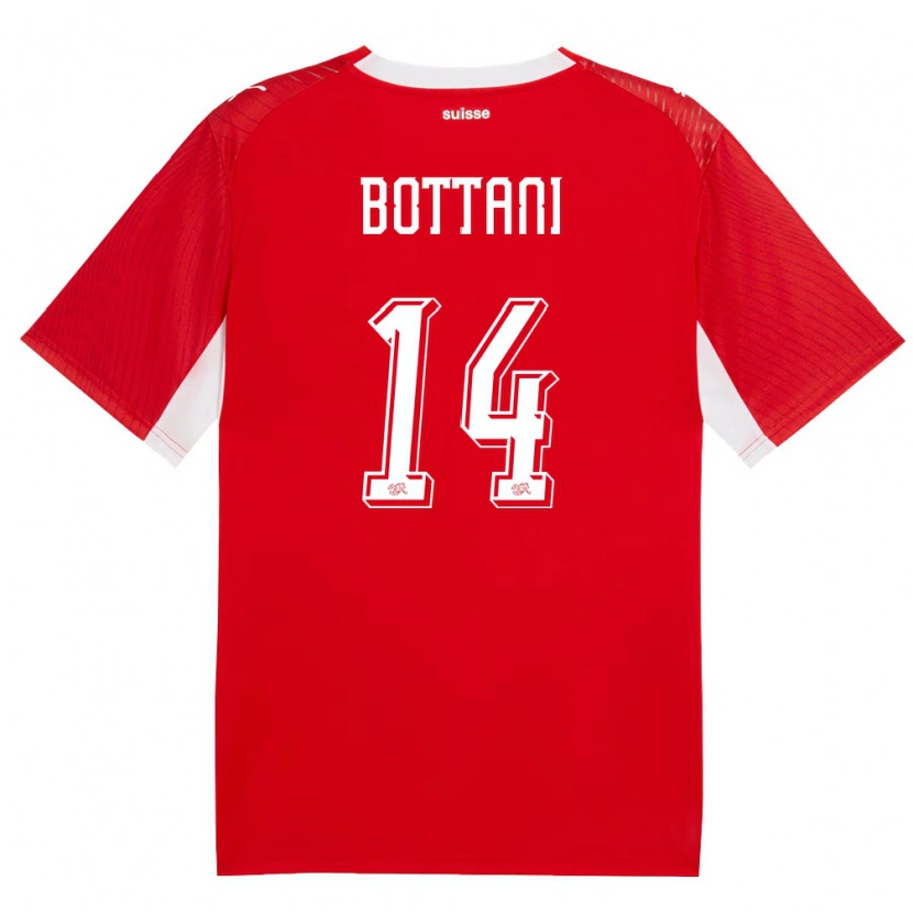 Danxen Hombre Camiseta Suiza Mattia Bottani #14 Rojo Blanco 1ª Equipación 26-28 La Camisa México