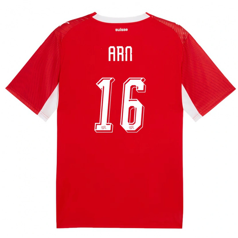 Danxen Hombre Camiseta Suiza Levi Arn #16 Rojo Blanco 1ª Equipación 26-28 La Camisa México