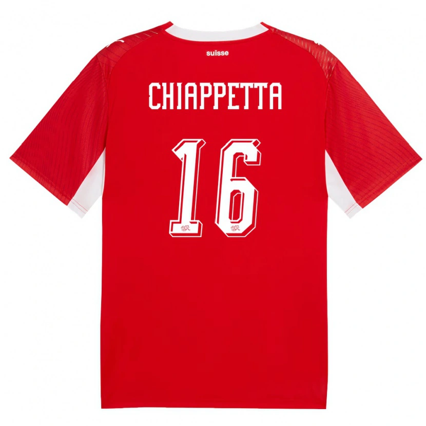Danxen Hombre Camiseta Suiza Carmine Chiappetta #16 Rojo Blanco 1ª Equipación 26-28 La Camisa México