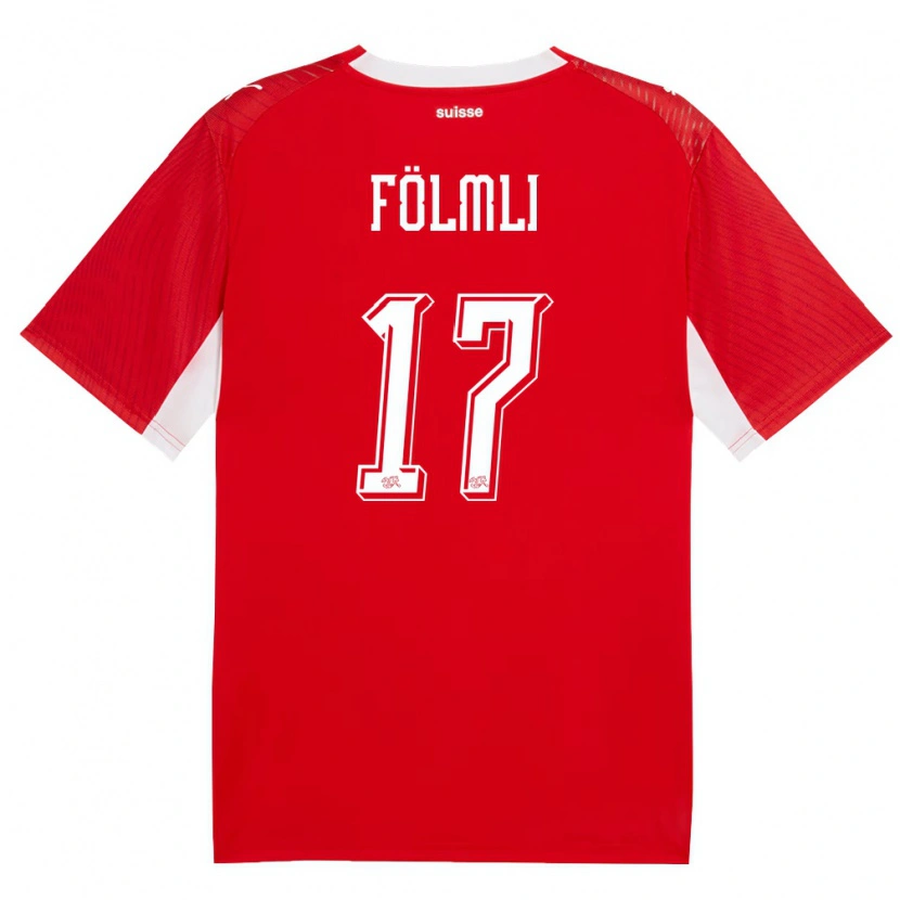 Danxen Hombre Camiseta Suiza Svenja Folmli #17 Rojo Blanco 1ª Equipación 26-28 La Camisa México