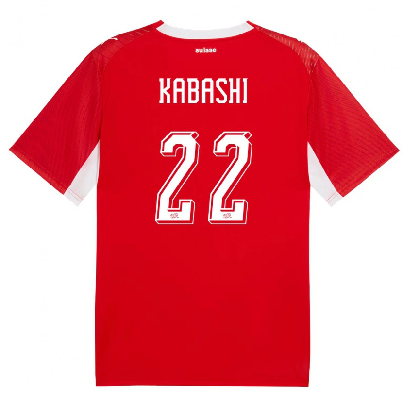 Danxen Hombre Camiseta Suiza Leart Kabashi #22 Rojo Blanco 1ª Equipación 26-28 La Camisa México