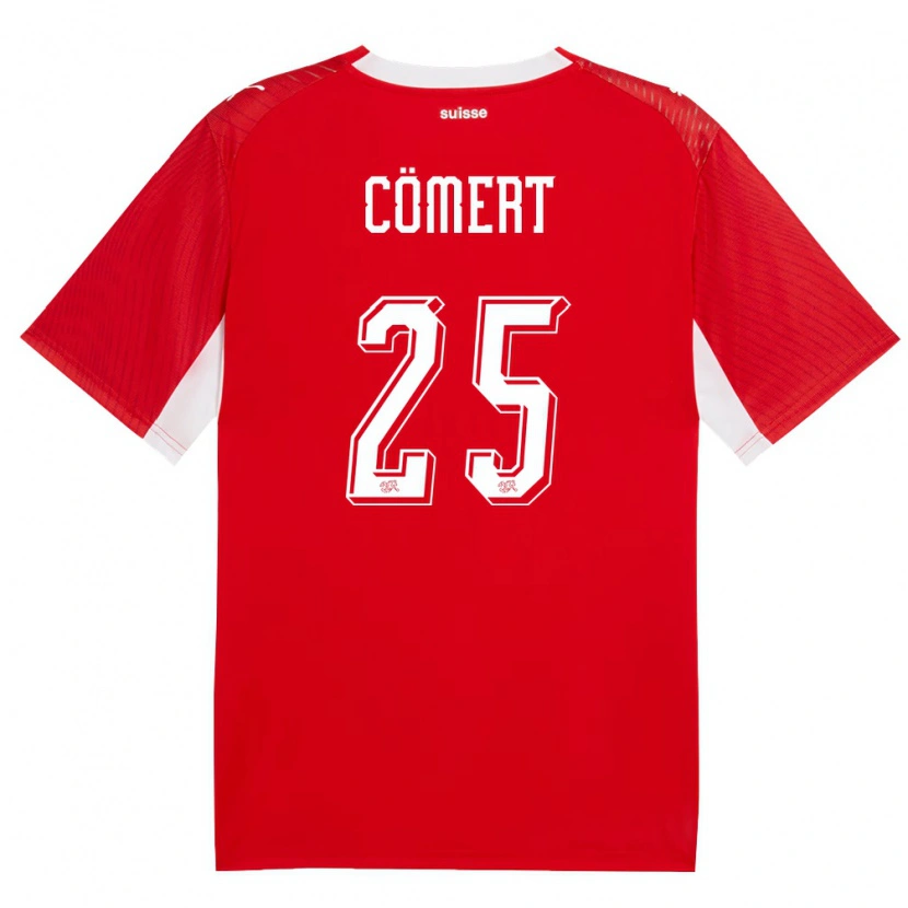 Danxen Hombre Camiseta Suiza Eray Comert #25 Rojo Blanco 1ª Equipación 26-28 La Camisa México