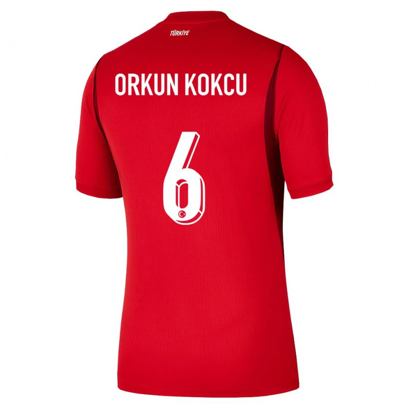 Danxen Hombre Camiseta Turquía Orkun Kökçü #6 Rojo Borgoña 1ª Equipación 26-28 La Camisa México