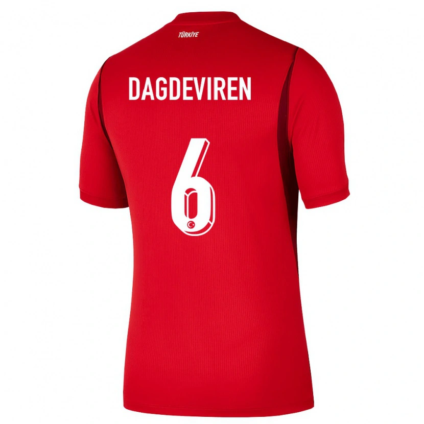 Danxen Hombre Camiseta Turquía Diren Dağdeviren #6 Rojo Borgoña 1ª Equipación 26-28 La Camisa México
