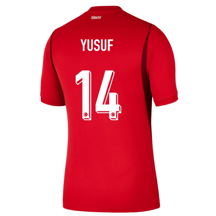 Danxen Hombre Camiseta Turquía Yusuf Akçiçek #14 Rojo Borgoña 1ª Equipación 26-28 La Camisa México