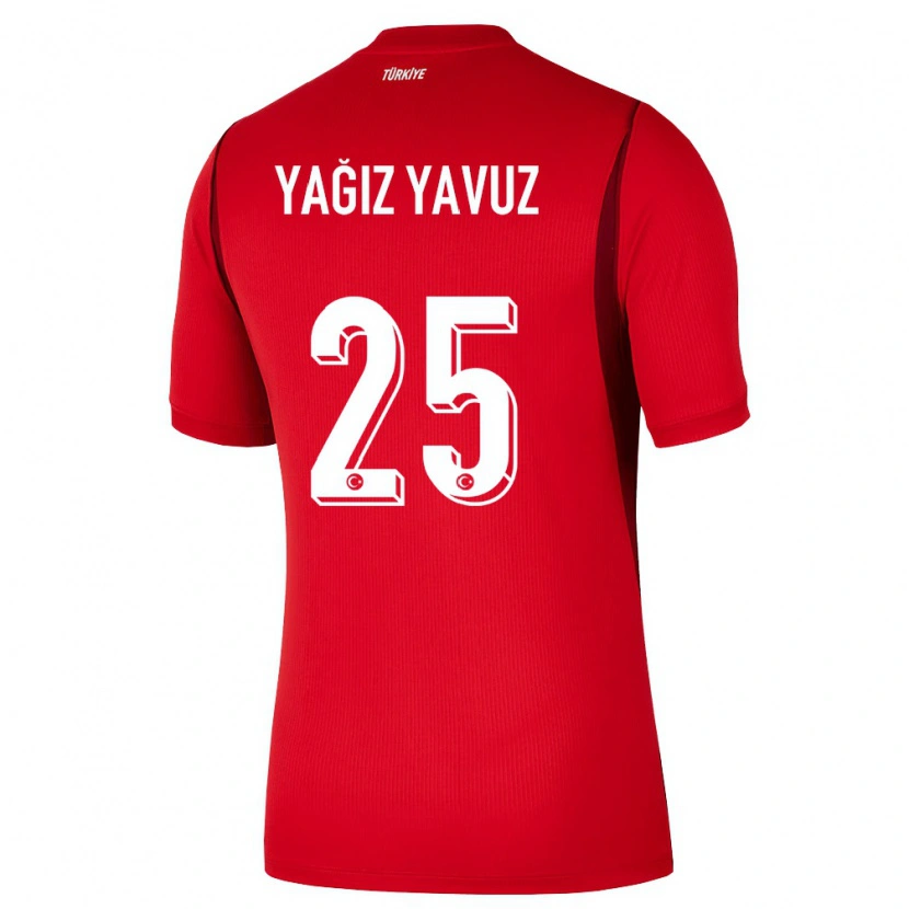 Danxen Hombre Camiseta Turquía Yusuf Yağız Yavuz #25 Rojo Borgoña 1ª Equipación 26-28 La Camisa México