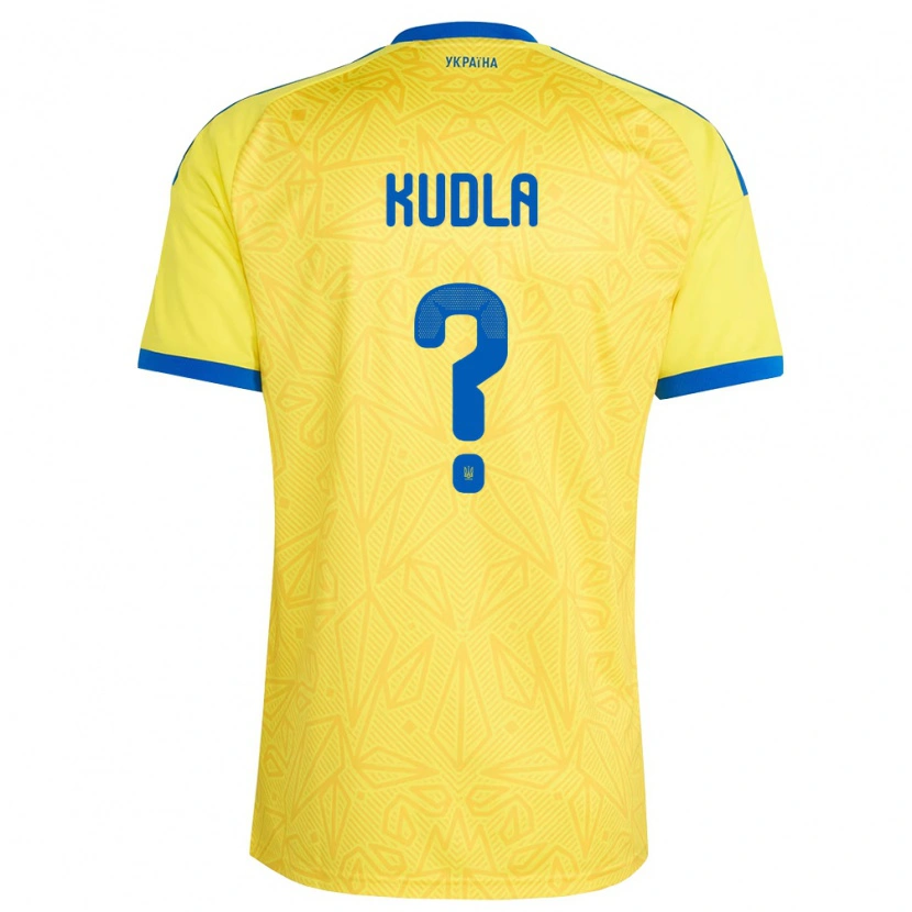 Danxen Hombre Camiseta Ucrania Rostyslav Kudla #0 Amarillo Azul 1ª Equipación 26-28 La Camisa México