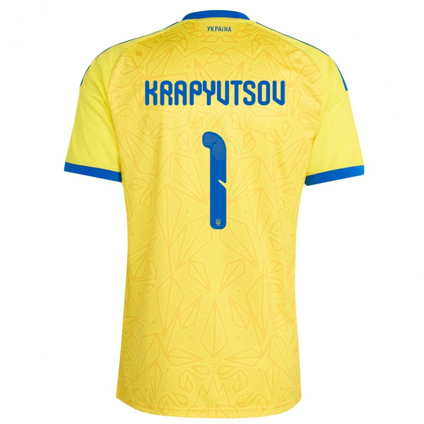 Danxen Hombre Camiseta Ucrania Vladyslav Krapyvtsov #1 Amarillo Azul 1ª Equipación 26-28 La Camisa México