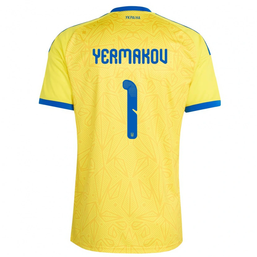 Danxen Hombre Camiseta Ucrania Georgiy Yermakov #1 Amarillo Azul 1ª Equipación 26-28 La Camisa México