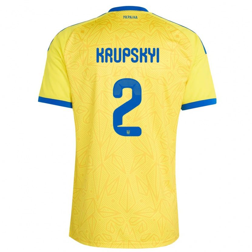 Danxen Hombre Camiseta Ucrania Ilya Krupskyi #2 Amarillo Azul 1ª Equipación 26-28 La Camisa México