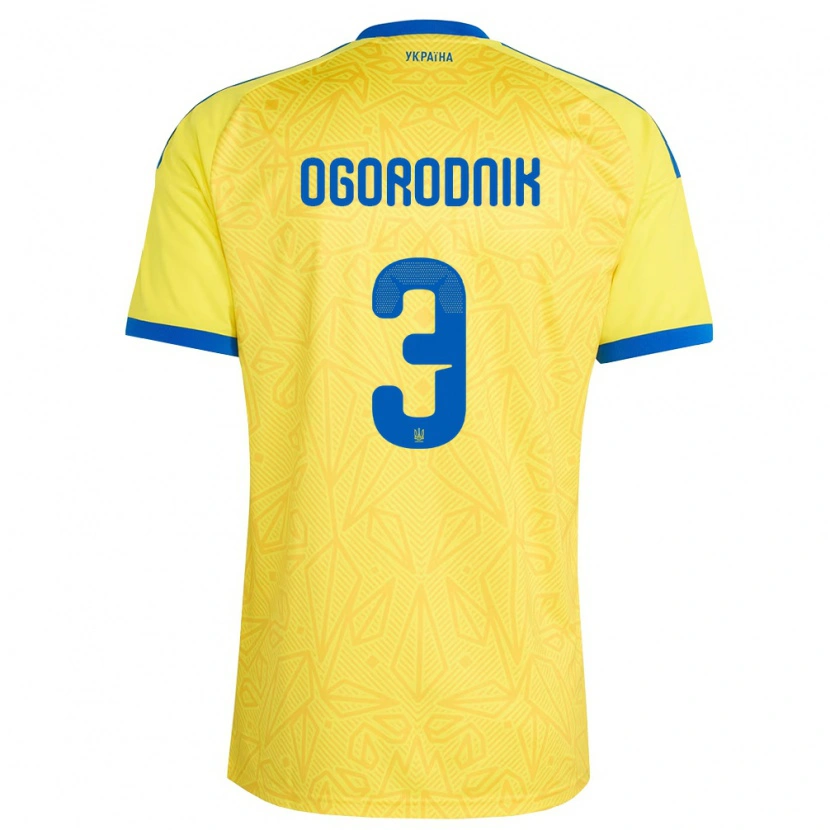 Danxen Hombre Camiseta Ucrania Danylo Ogorodnik #3 Amarillo Azul 1ª Equipación 26-28 La Camisa México