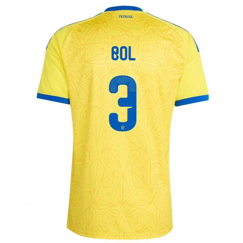 Danxen Hombre Camiseta Ucrania Anton Bol #3 Amarillo Azul 1ª Equipación 26-28 La Camisa México