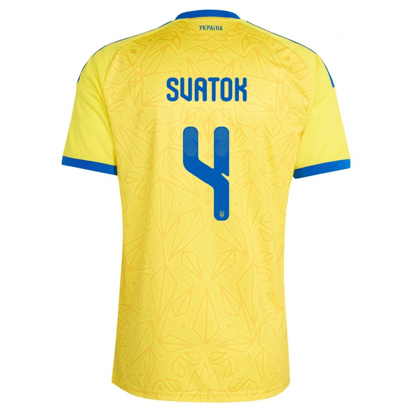 Danxen Hombre Camiseta Ucrania Oleksandr Svatok #4 Amarillo Azul 1ª Equipación 26-28 La Camisa México