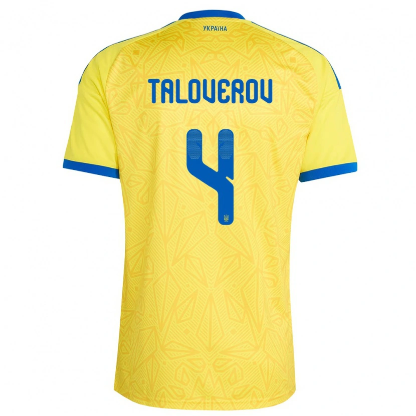 Danxen Hombre Camiseta Ucrania Maksym Taloverov #4 Amarillo Azul 1ª Equipación 26-28 La Camisa México