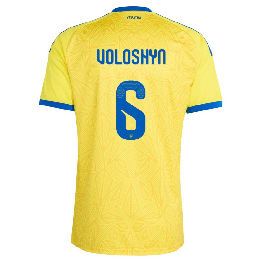 Danxen Hombre Camiseta Ucrania Nazar Voloshyn #6 Amarillo Azul 1ª Equipación 26-28 La Camisa México