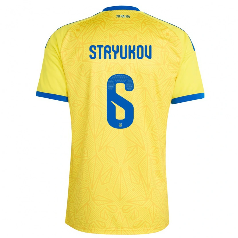 Danxen Hombre Camiseta Ucrania Maksym Stryukov #6 Amarillo Azul 1ª Equipación 26-28 La Camisa México