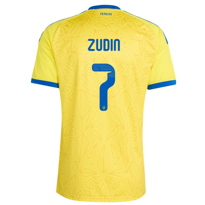Danxen Hombre Camiseta Ucrania Dmytro Zudin #7 Amarillo Azul 1ª Equipación 26-28 La Camisa México