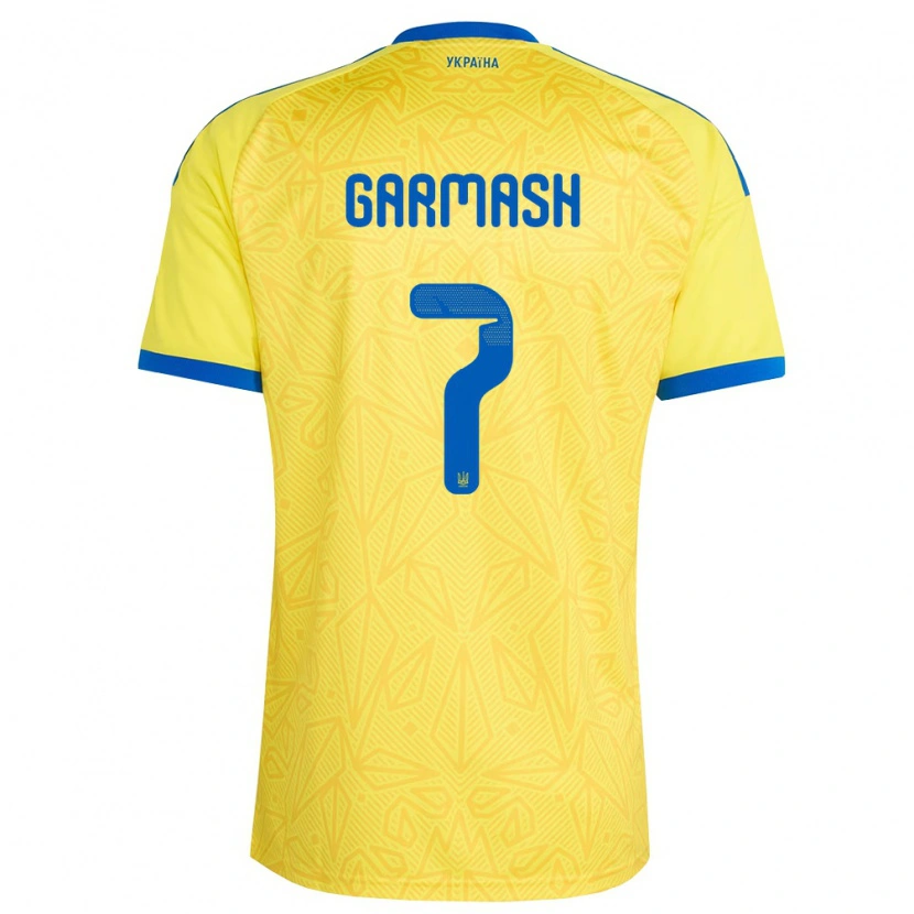Danxen Hombre Camiseta Ucrania Yevgen Garmash #7 Amarillo Azul 1ª Equipación 26-28 La Camisa México