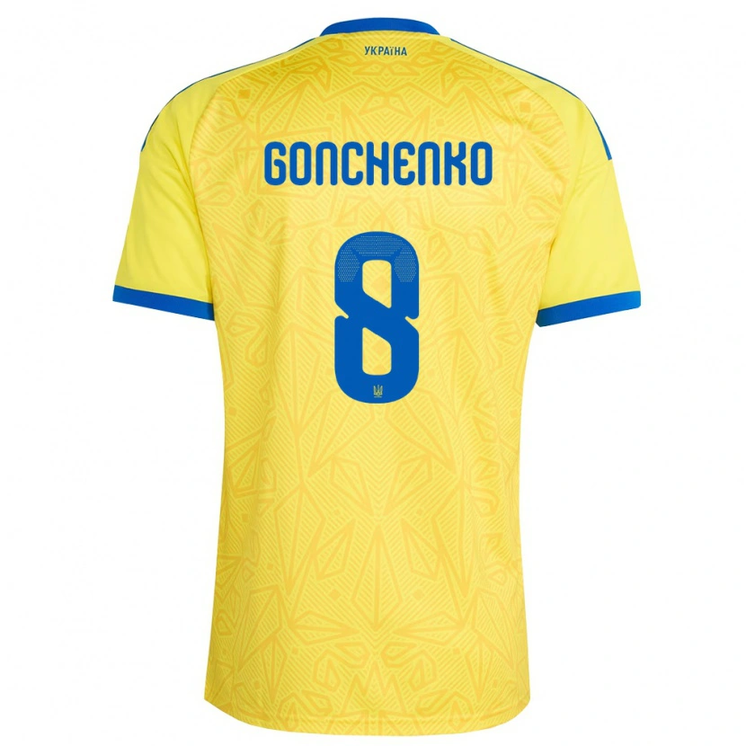 Danxen Hombre Camiseta Ucrania Damir Gonchenko #8 Amarillo Azul 1ª Equipación 26-28 La Camisa México